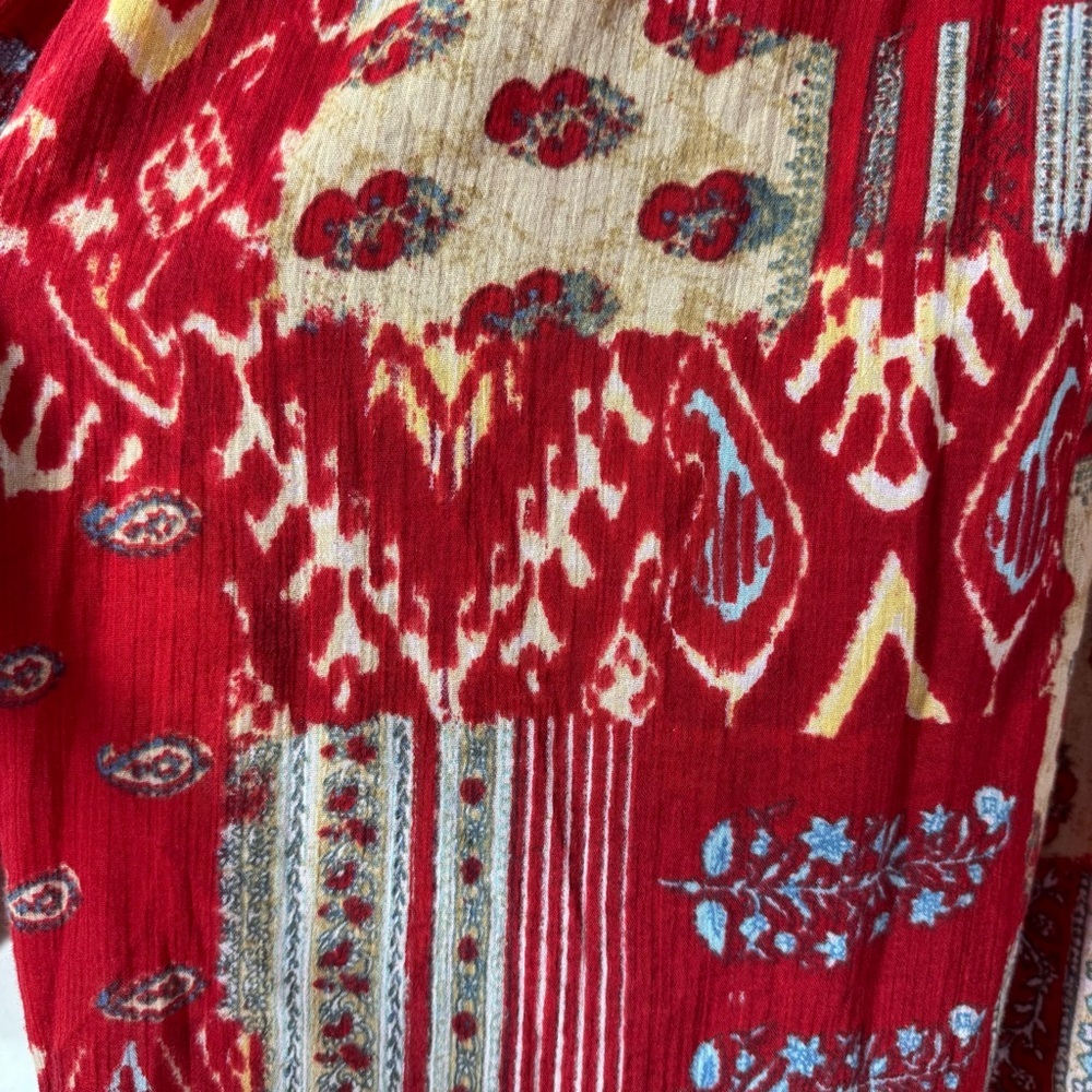 Chaps Red Patchwork Western Peasant Blouse - image 6